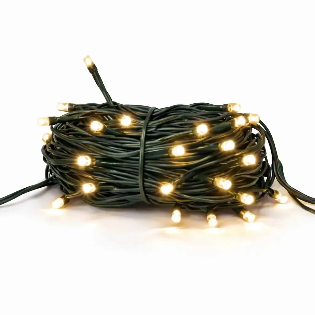Hobby Line LED String Lights, Outdoor, 4 m, Warm White, 32 LEDs, Dark Green Cable, IP44, Extension Cord