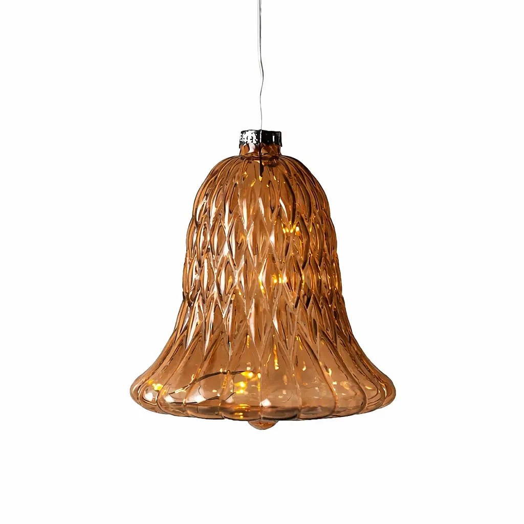 LED glass bell, brown, Ø 9 × 10 cm, 5 LEDs, IP20 interior, 1× AAA