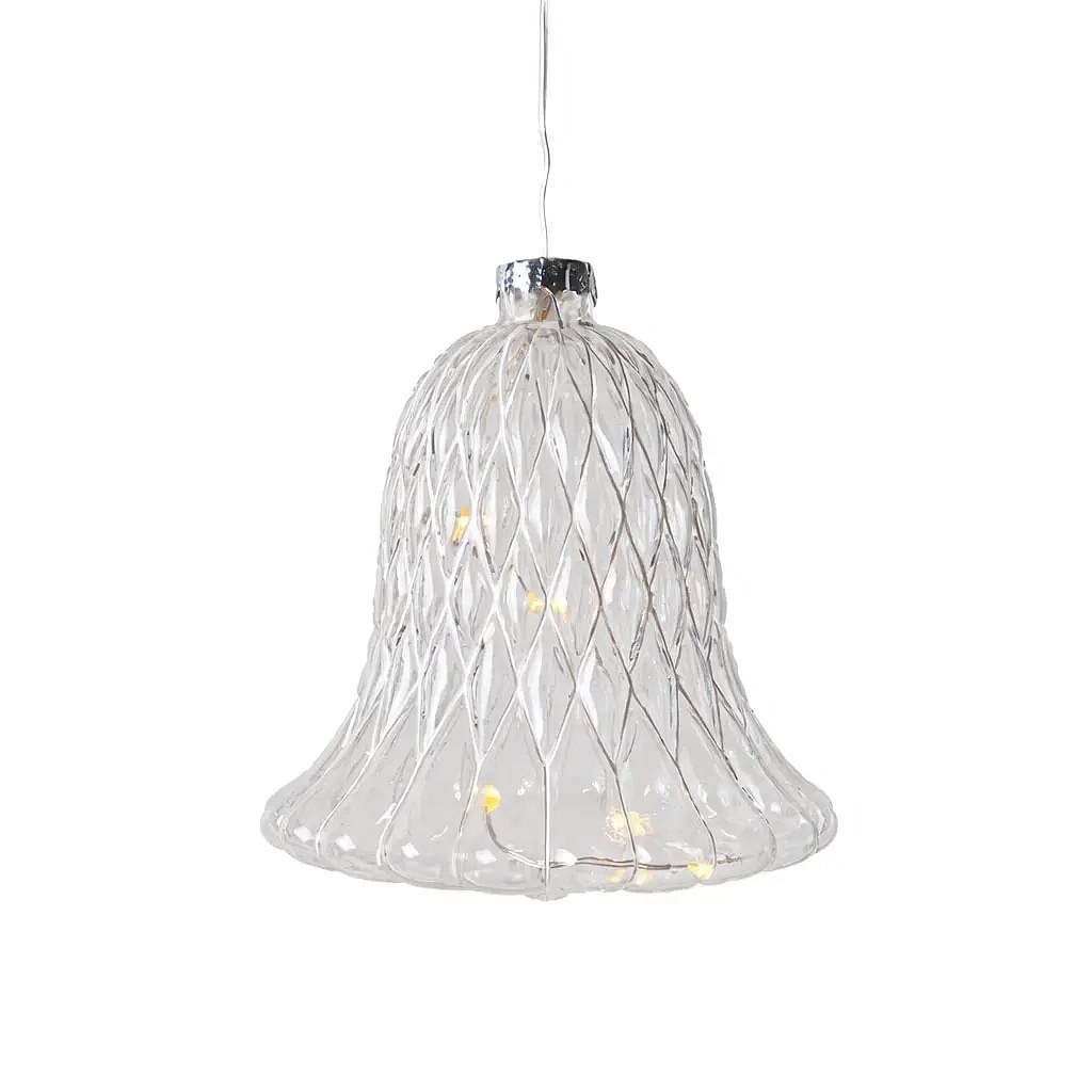 LED glass bell, clear, Ø 9 × 10 cm, 5 LEDs, IP20 interior, 1× AAA
