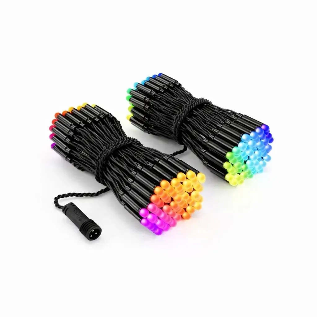 Twinkly Strings 25 m Dual Pro Outdoor Color Lights, 2× 125 RGB LEDs, Black Cable, IP44, 2× 12.5 m