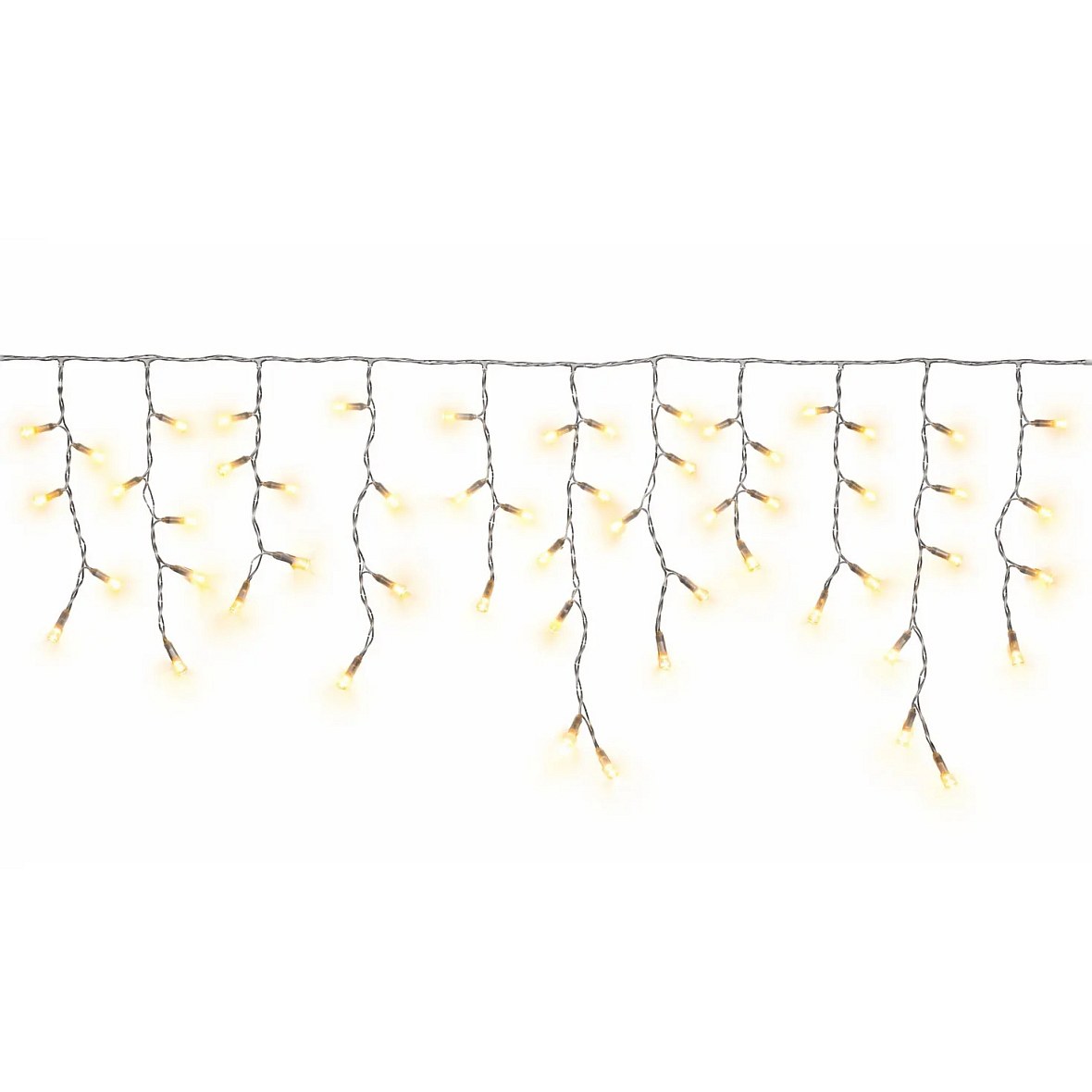 Easy Fix Interior LED Icicles, Lighted Icicles, 300 × 50 cm, Warm White, 114 LEDs, Clear Cable, IP20, Extension Cord