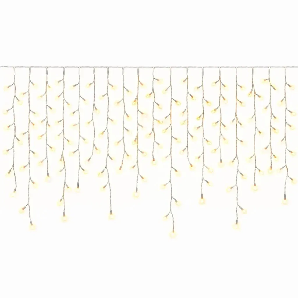 Easy Fix Interior LED Icicles, Lighted Icicles, 300 × 90 cm, Warm White, 174 LEDs, Clear Cable, IP20, Extension Cord