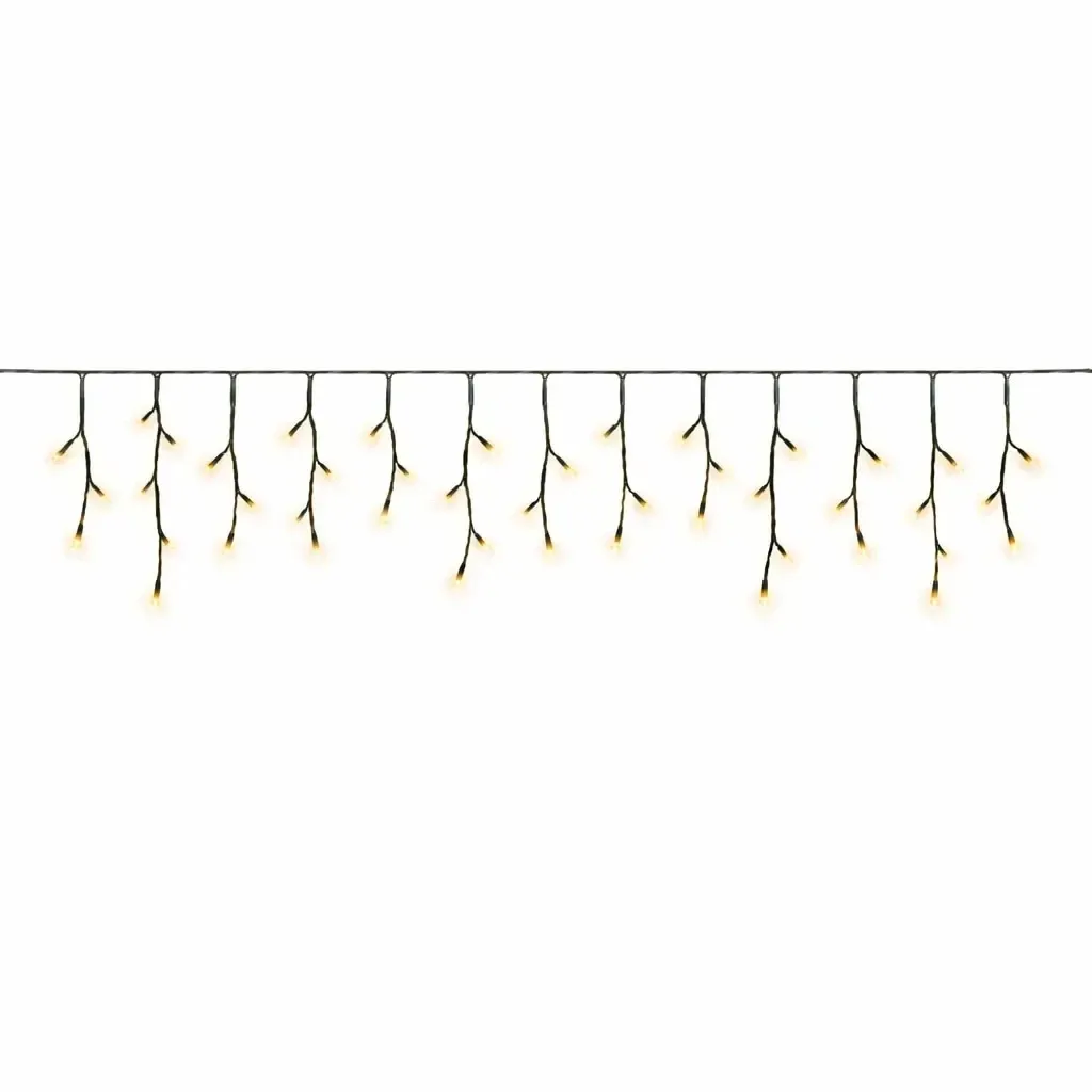 Hobby Line Outdoor LED Icicle Lights, 200 × 50 cm, Warm White, 40 LEDs, Dark Green Cable, IP44, Extension Cord