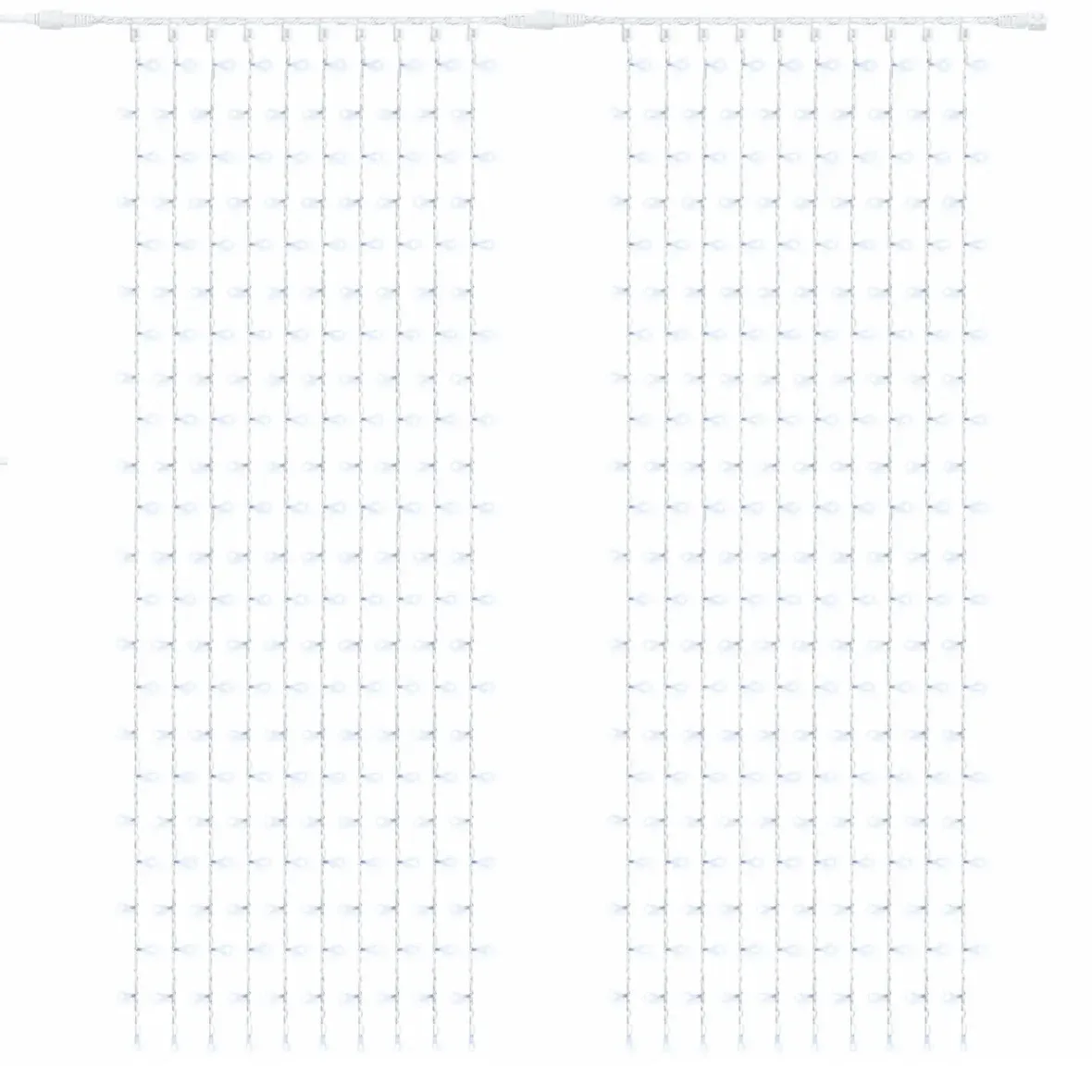 Easy Fix LED light curtain outdoor 200 × 300 cm, icy white with FLASH, 600 LEDs, white IP67 cable, extension