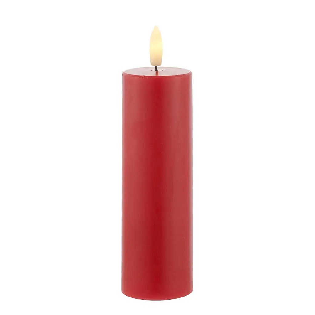 Sille Wax LED Candle, Ø 5 × 15 cm, red, for indoor use, 2× AA