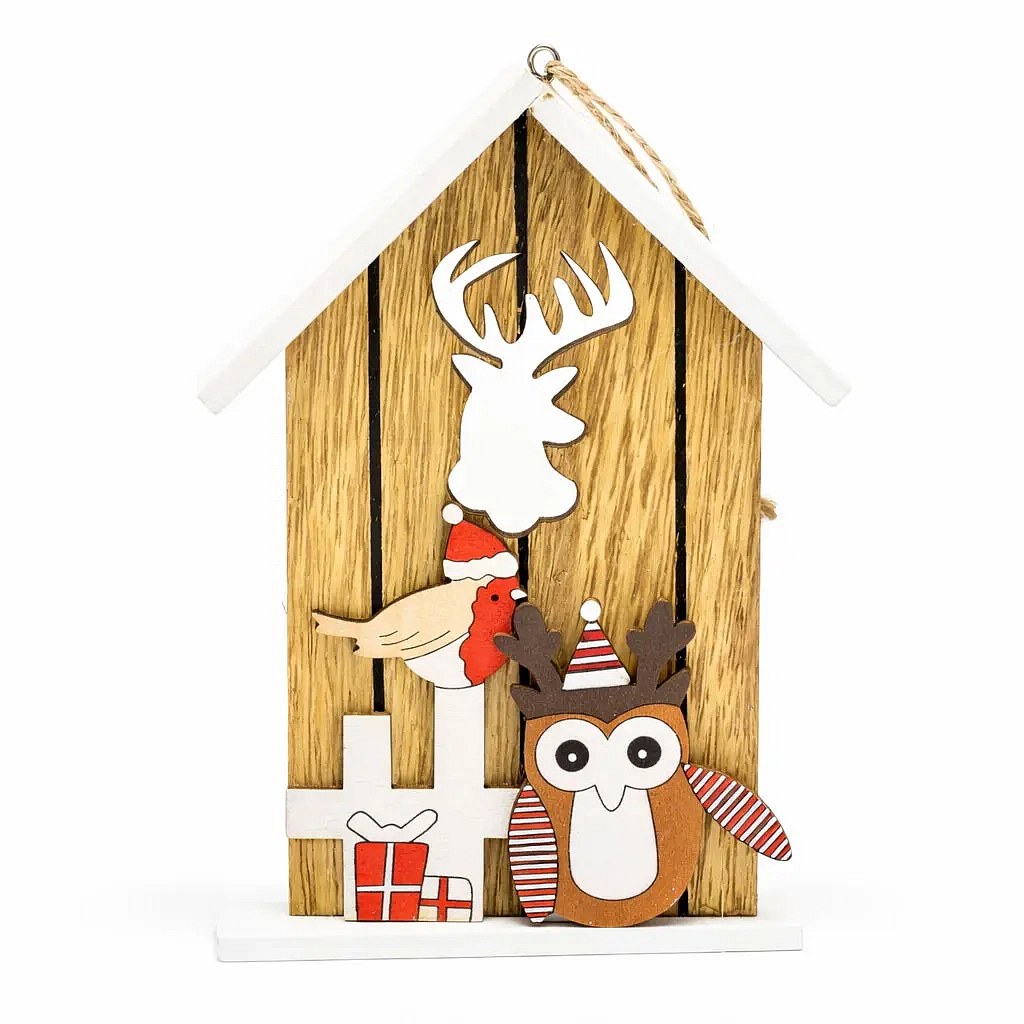 Wooden Christmas ornament with a reindeer 29 × 40 × 3 cm, for hanging