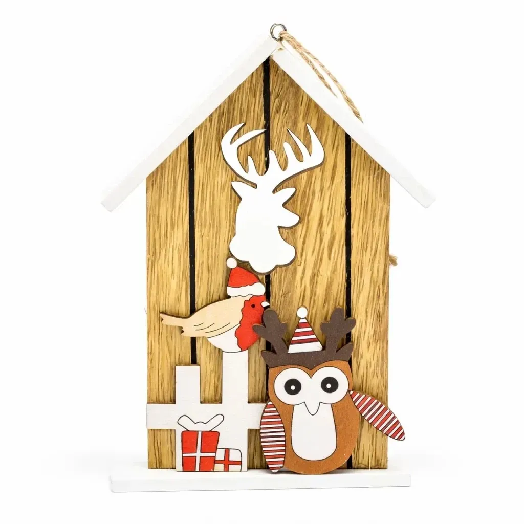Wooden Christmas ornament with a reindeer 29 × 40 × 3 cm, for hanging