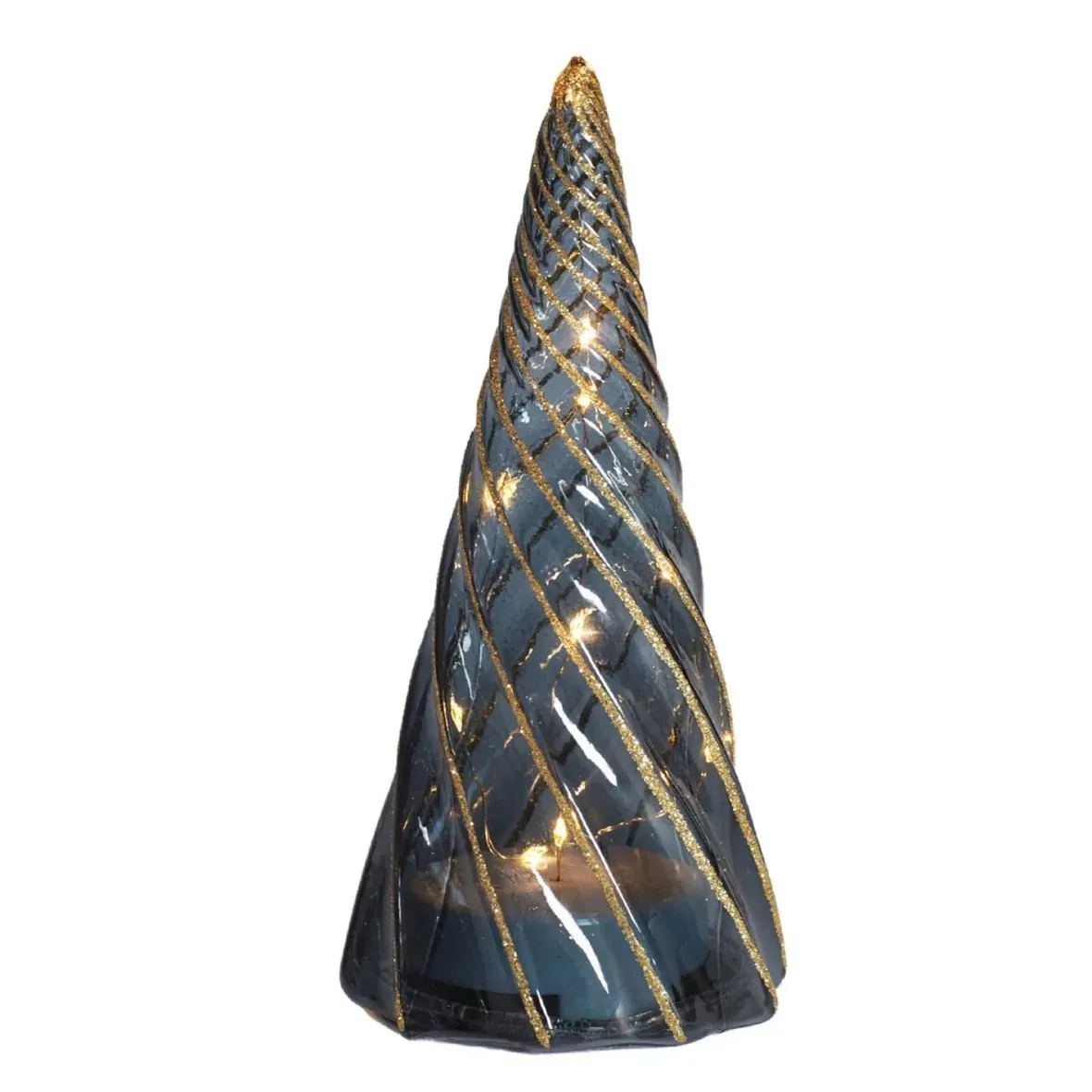 LED tree, glass, black, 19 cm