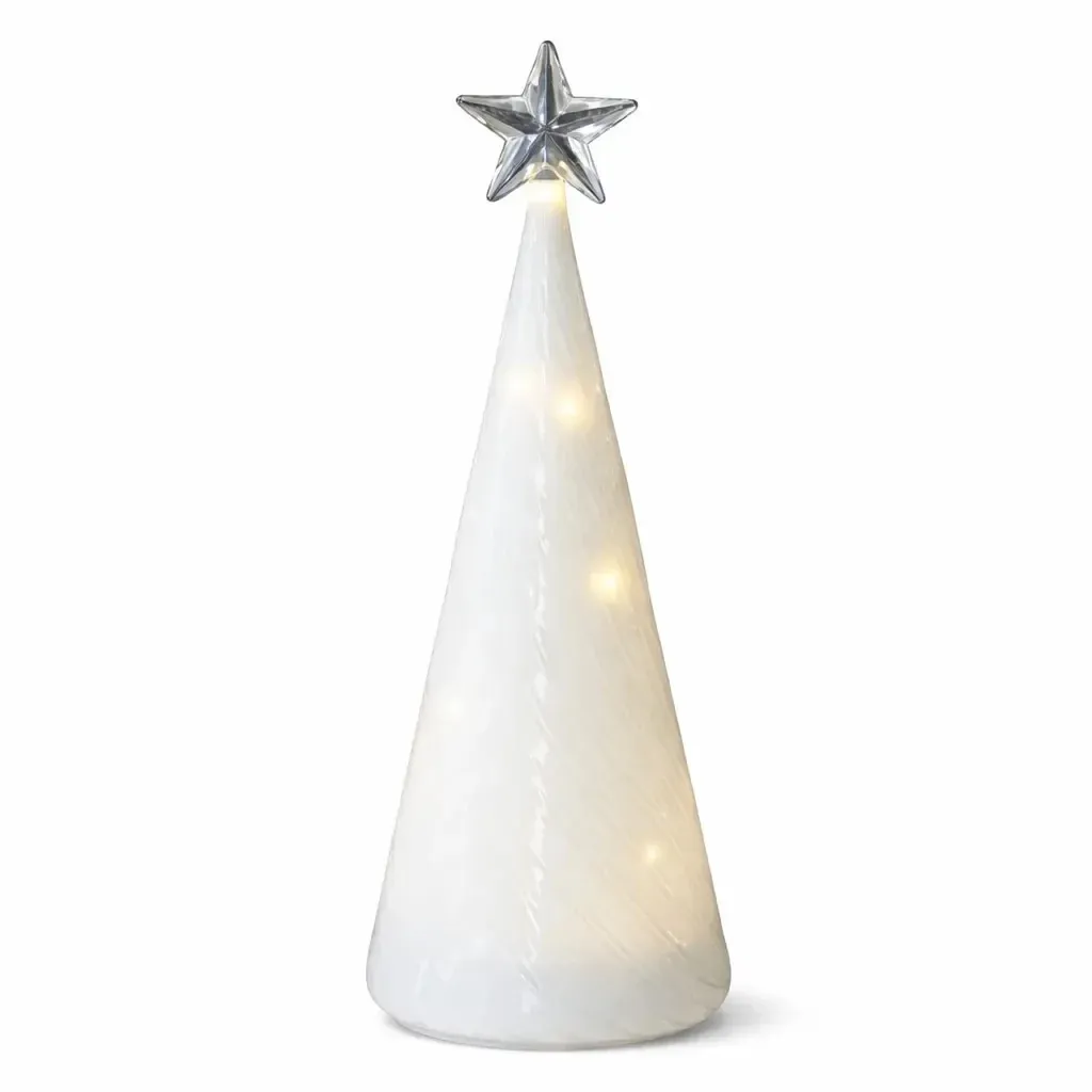 LED tree, white, 22 cm, clear star