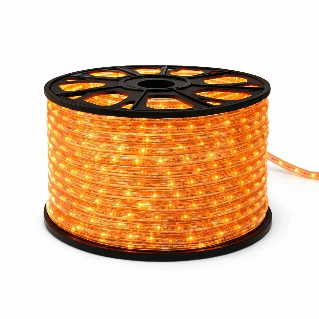 Easy Fix Outdoor LED Light Hose, 50 m, Orange, 1,500 LEDs, Clear Cable, IP44, Reel