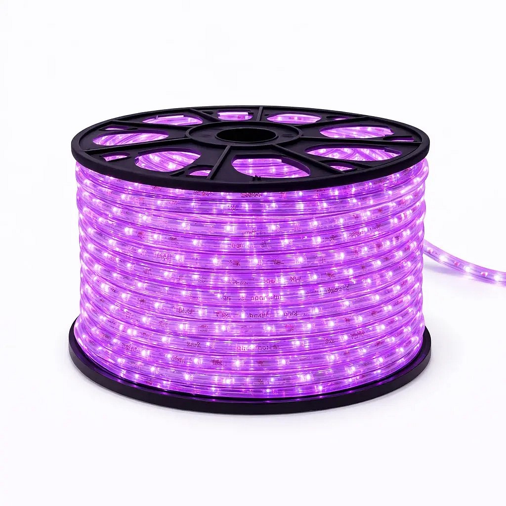 Easy Fix Outdoor LED Light Hose, 50 m, Pink, 1,500 LEDs, Clear Cable, IP44, Reel