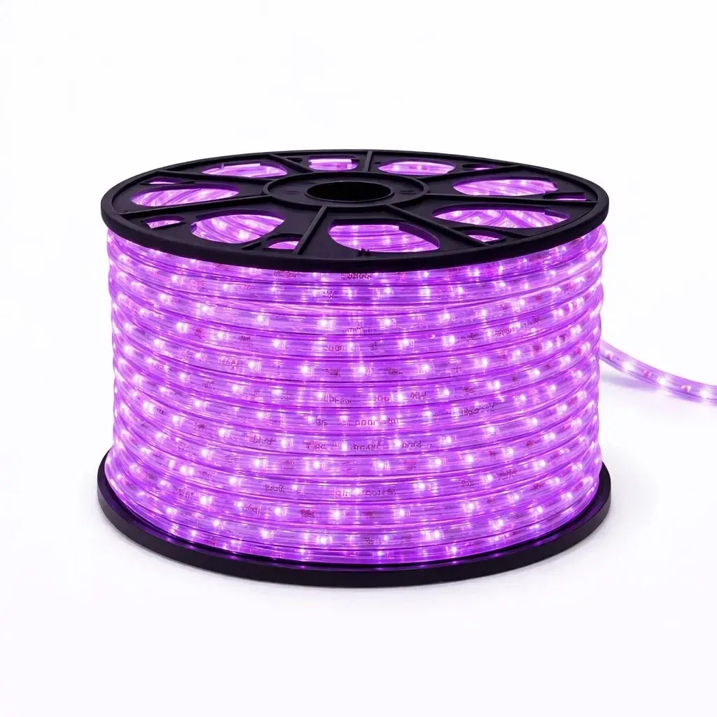 Easy Fix Outdoor LED Light Hose, 50 m, Pink, 1,500 LEDs, Clear Cable, IP44, Reel