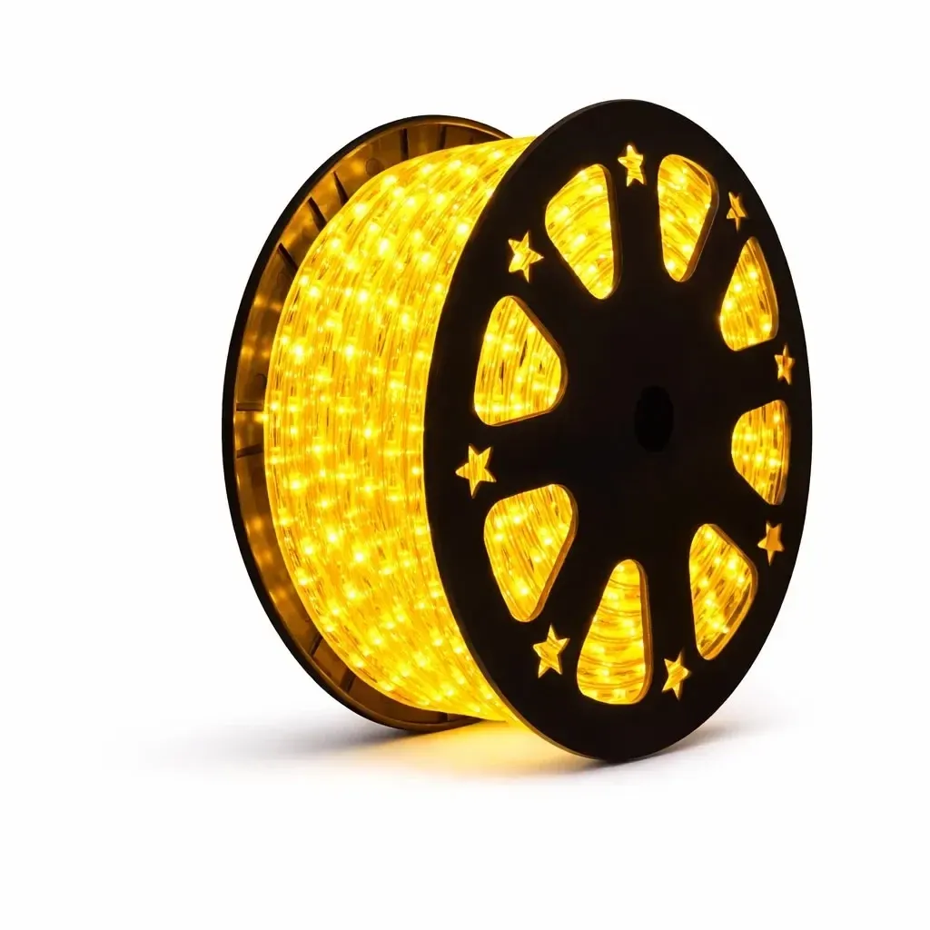 Easy Fix Outdoor LED Light Hose, 50 m, Yellow, 1,500 LEDs, Clear Cable, IP44, Reel