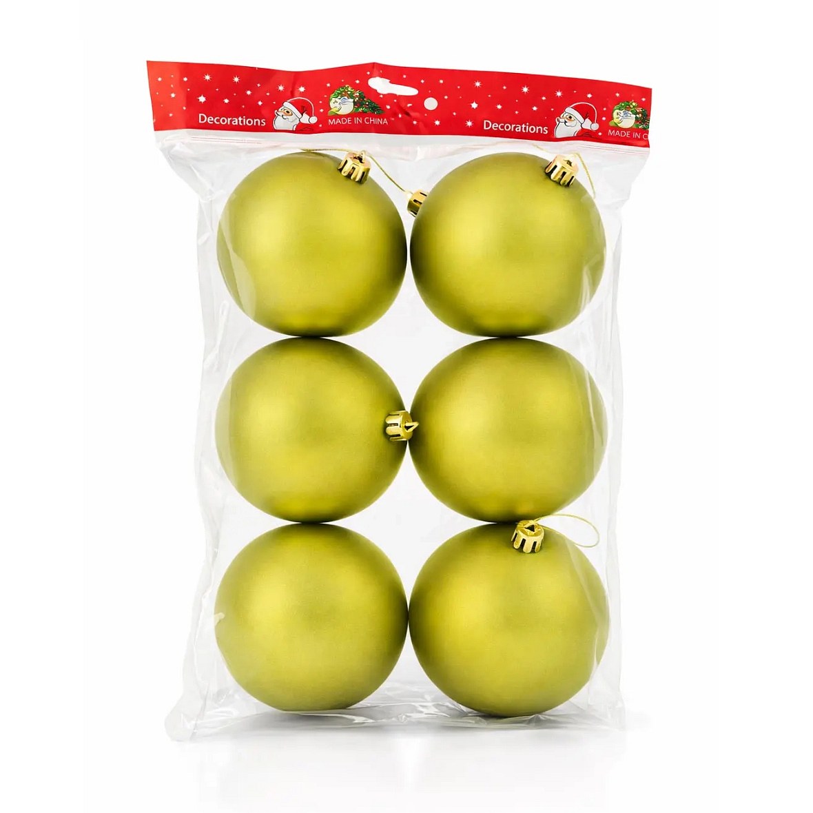 Set of Christmas decorations green matt 10 cm plastic ball, pack of 6