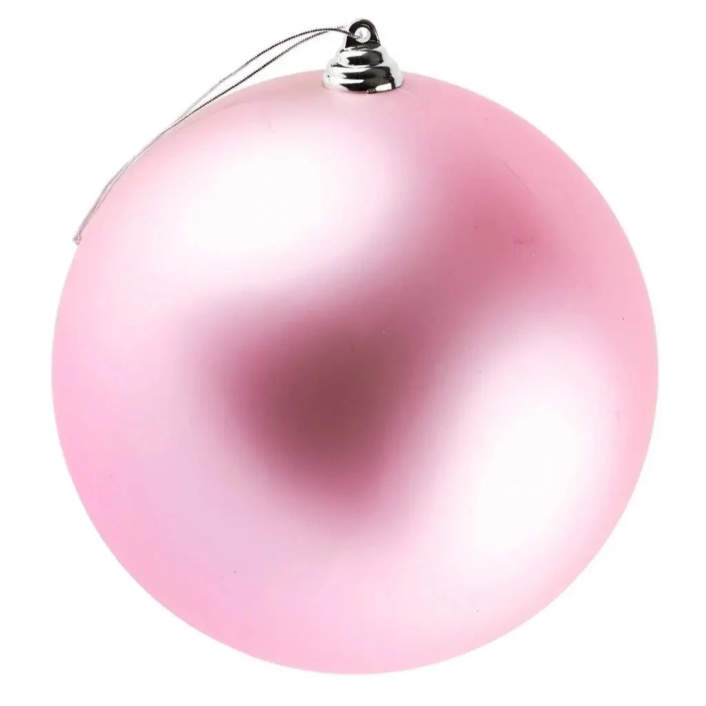 Large Christmas ornament 20 cm plastic ball soft pink shiny