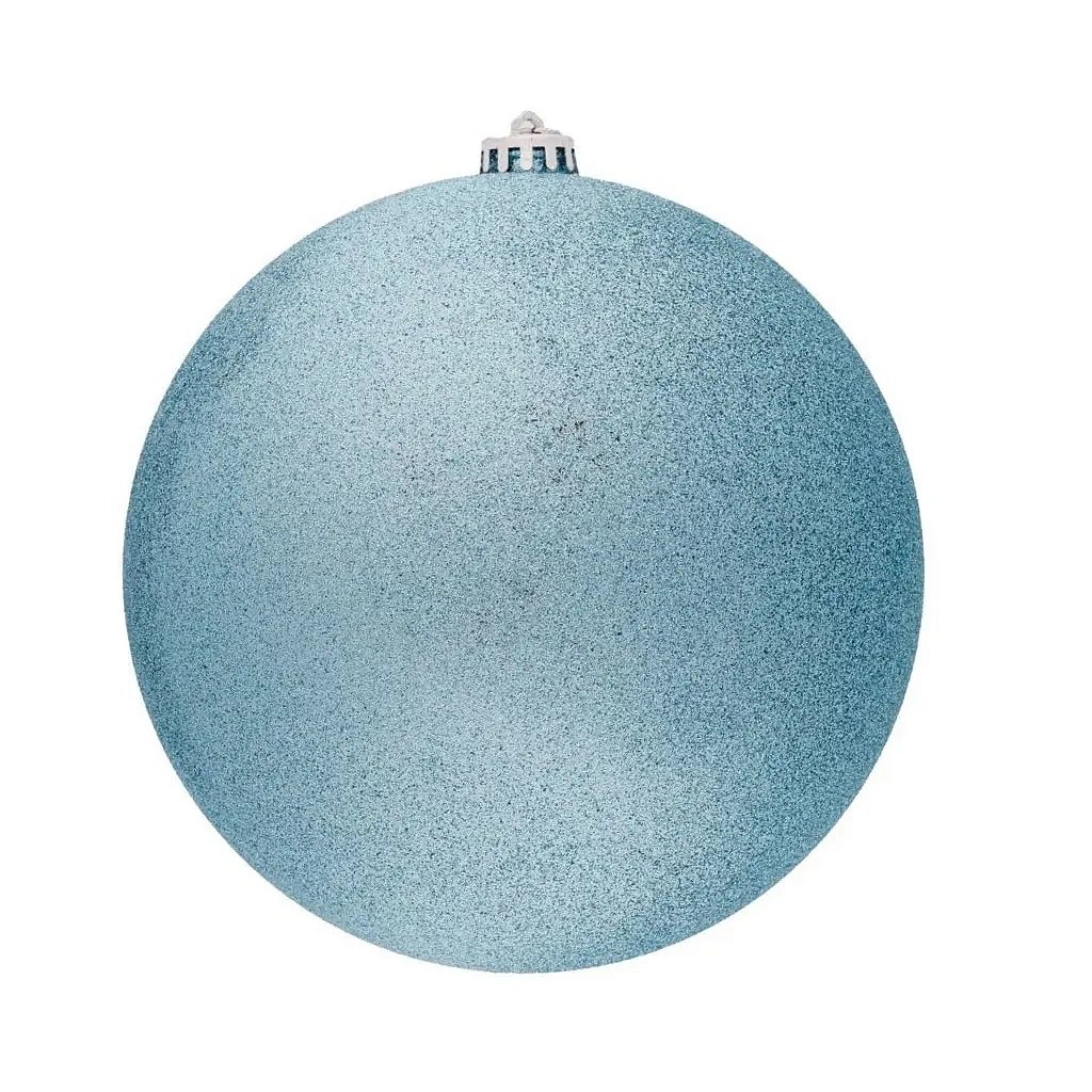 Large Christmas ornament 20 cm plastic ball light blue glitter