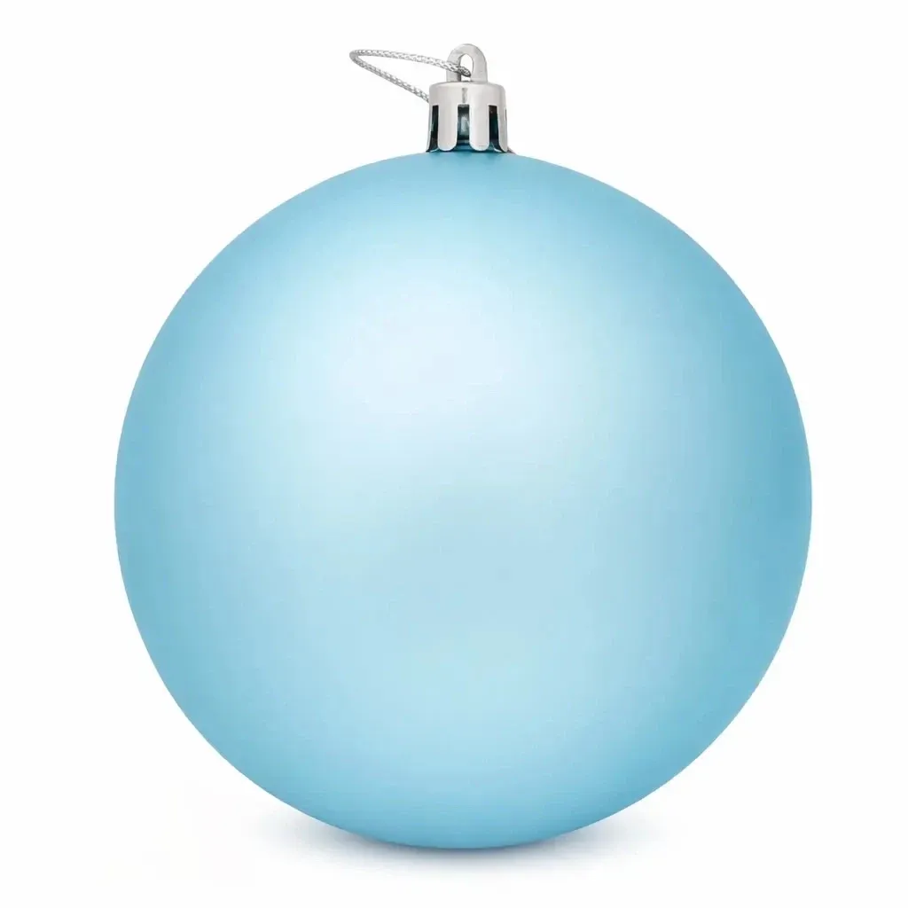 Large Christmas ornament light blue matt 20 cm plastic ball