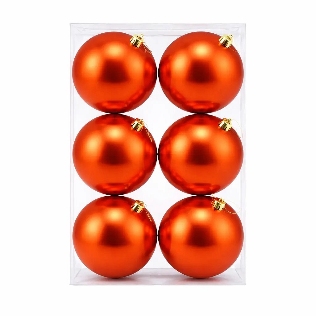 Set of Christmas ornaments copper shine 10 cm plastic ball, pack of 6