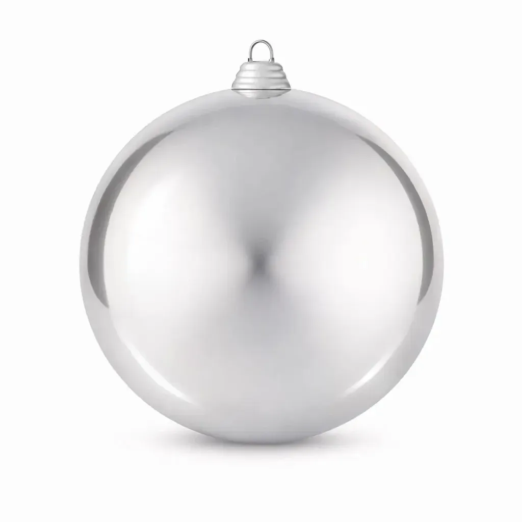 Large Christmas ball 30 cm, silver, glossy, UV