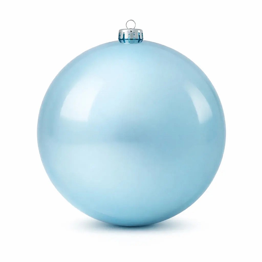 Large Christmas ball 30 cm, light blue, shiny