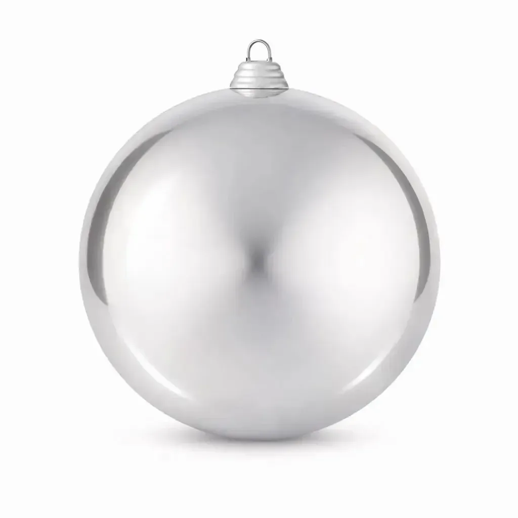 Production - Large Christmas ball 30 cm, silver, shiny, plastic ball