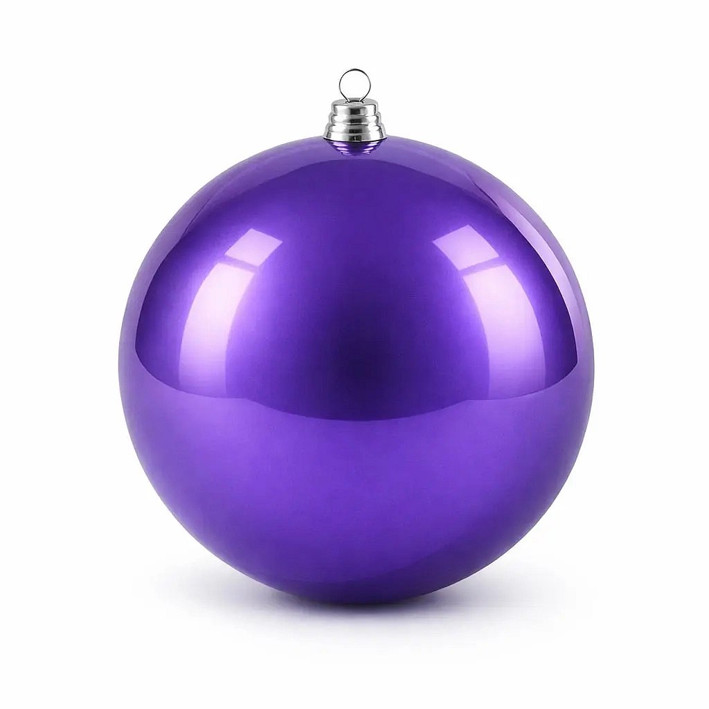 Large Christmas ornament 40 cm plastic ball purple shiny