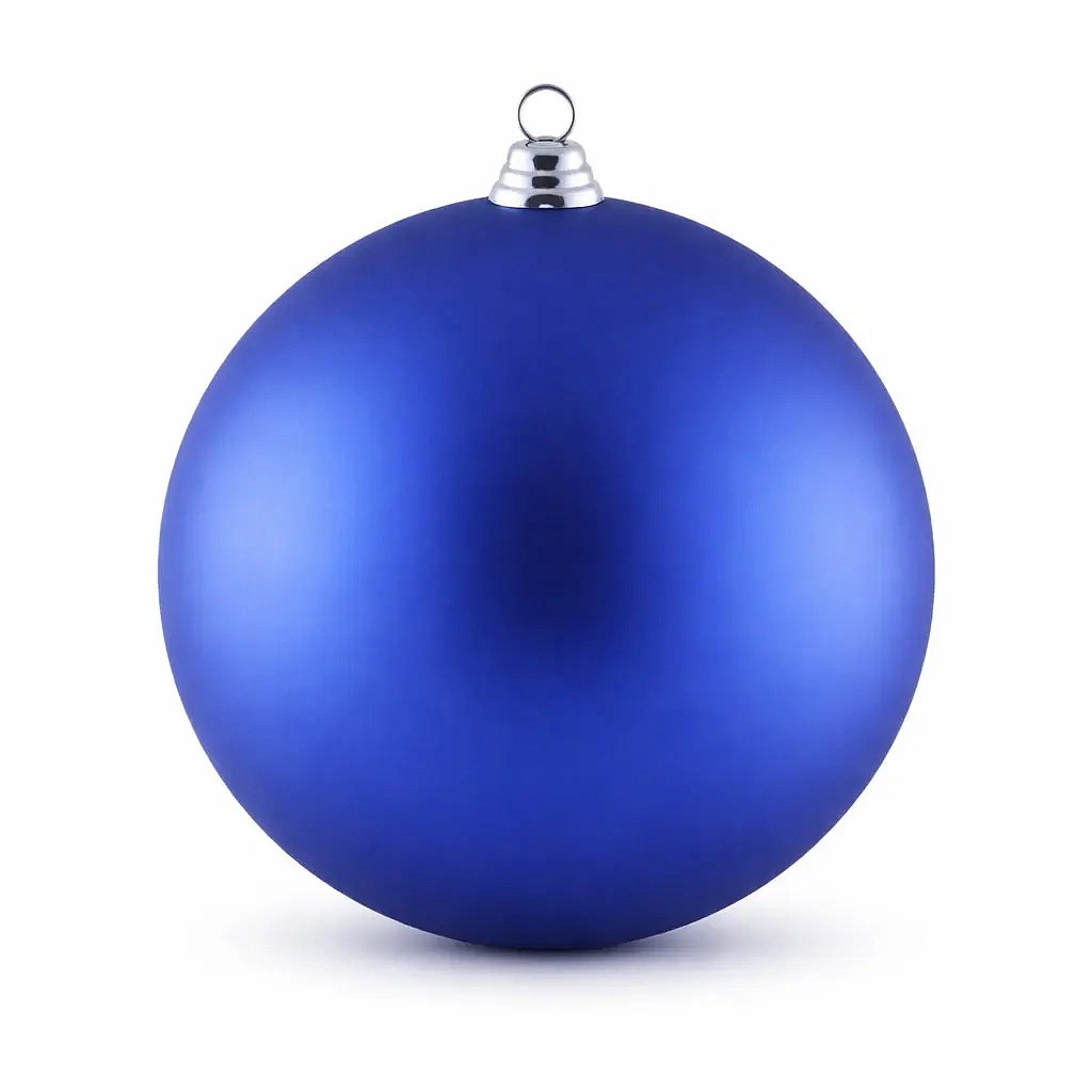 Large Christmas ornament blue matt 30 cm plastic ball
