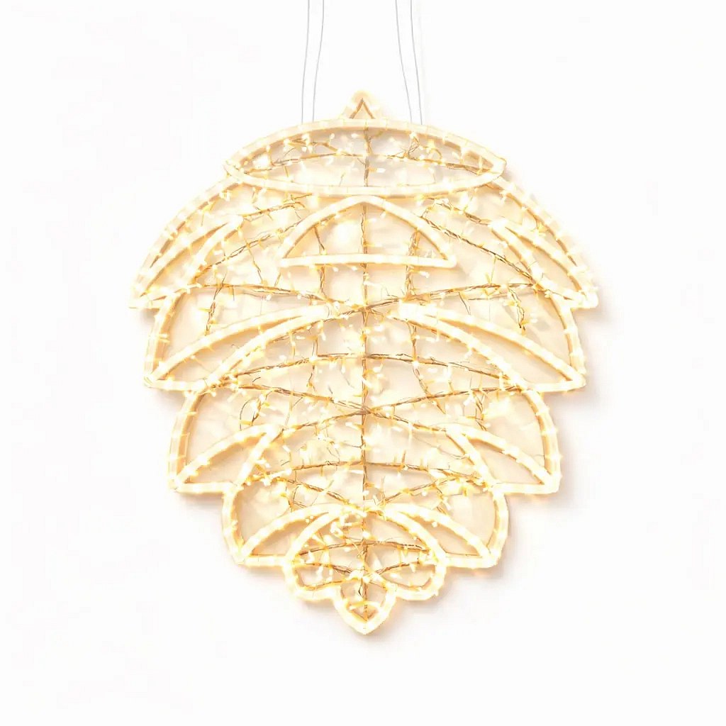 Easy Fix 2D LED Christmas Pinecone Decoration 115 × 150 cm, Warm White with FLASH, Hanging, Gold, Aluminum