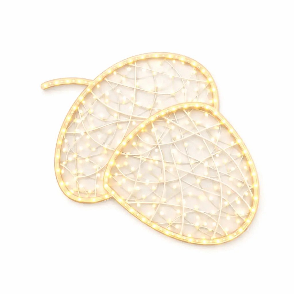 Eco Fix 2D LED Acorn Light, 79 × 97 × 3 cm, warm white, hanging, 3D printed, gold