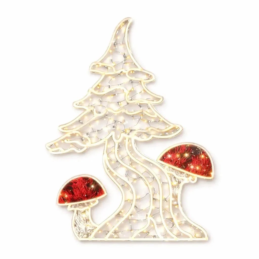 Eco Fix 2D LED Light Tree and Toadstool, 137 × 205 × 4 cm, warm white, hanging, 3D-printed