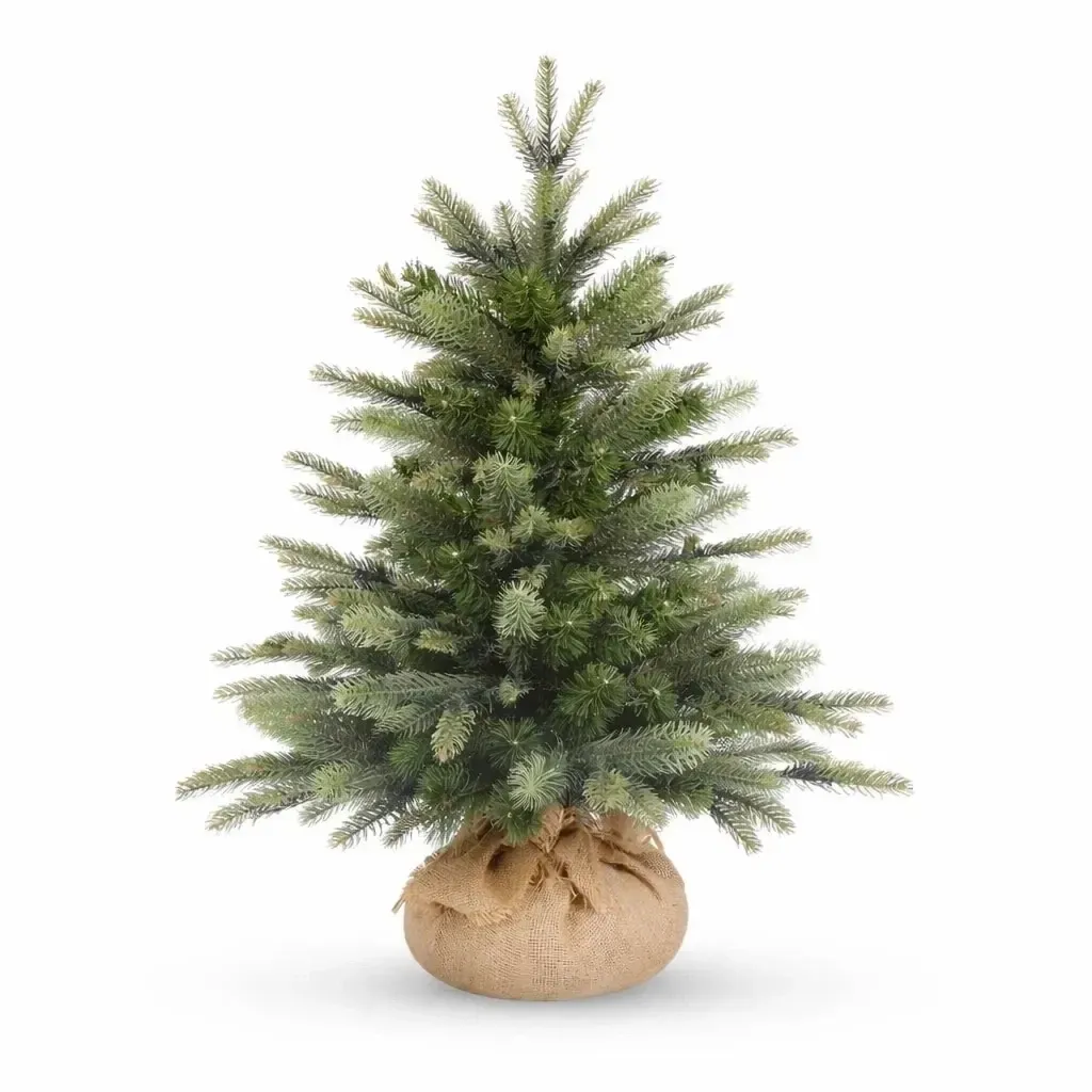 Artificial Christmas tree 80 cm, Penny spruce with 2D and 3D needles in jute wrapping