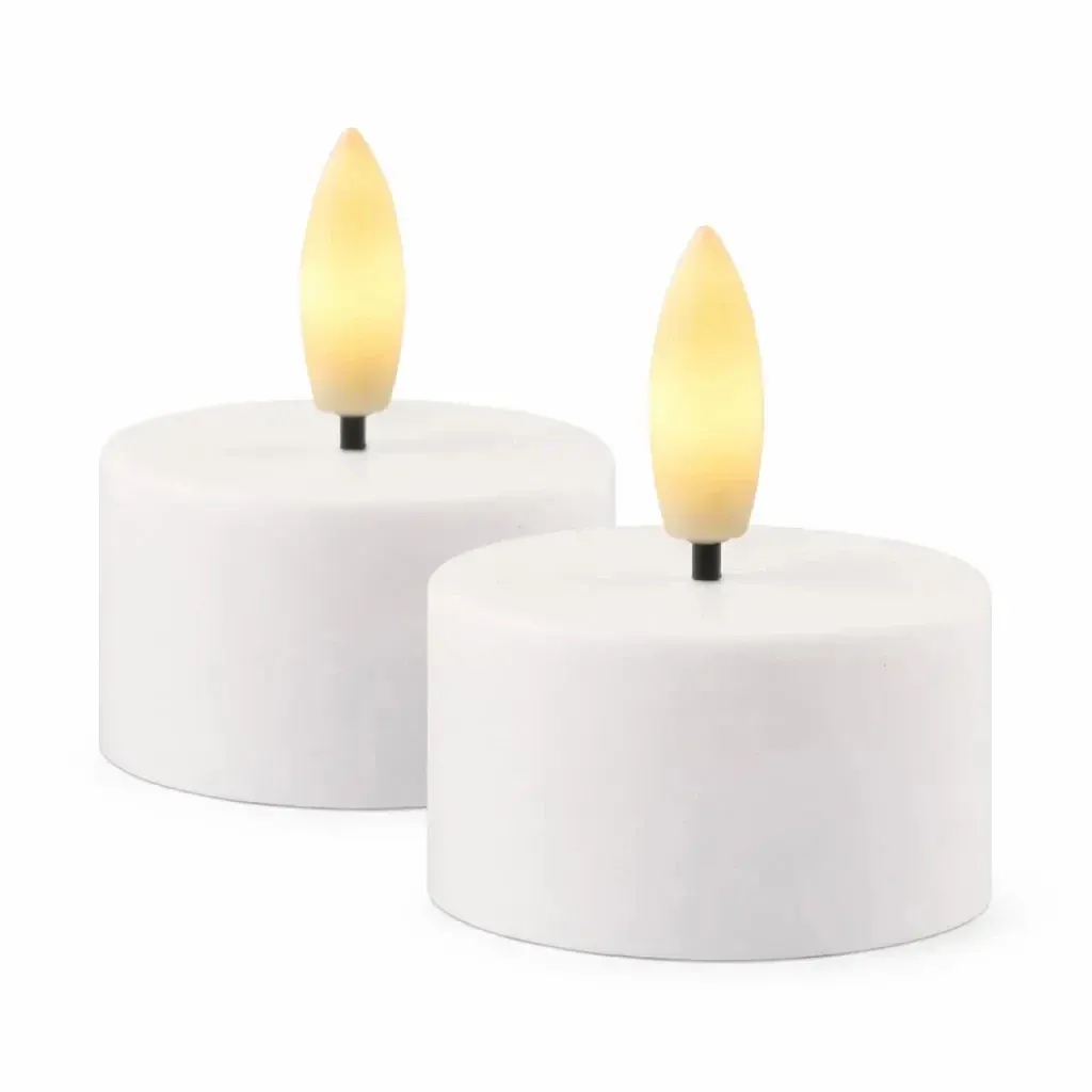 Set of Outdoor LED Tea Lights, Battery-Operated, Ø 4 × 2.2 cm, White, CR2450, Pack of 2