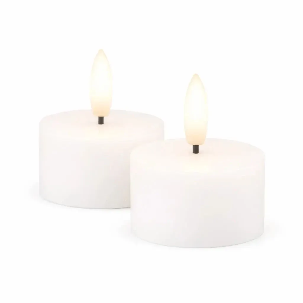 Set of battery operated LED tea lights Sille Tealight, Ø 4,5 × 2,2 cm, white, made of genuine wax, pack of 2