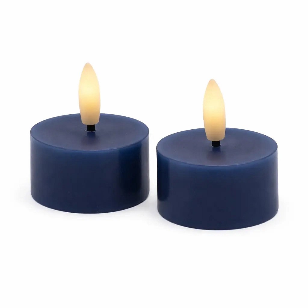 Set of battery operated LED tea lights Sille Tealight, Ø 4,5 × 2,2 cm, deep ocean, made of genuine wax, pack of 2