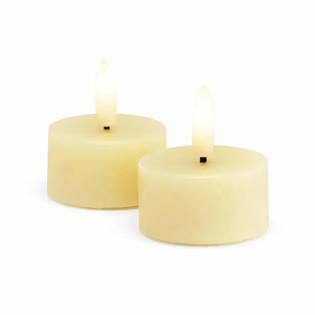 Set of battery operated LED tea lights Sille Tealight, Ø 4,5 × 2,2 cm, soft yellow, made of genuine wax, pack of 2