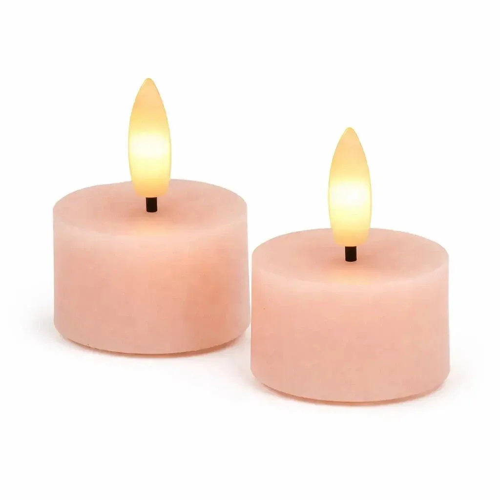 Set of battery operated LED tea lights Sille Tealight, Ø 4,5 × 2,2 cm, dark peach, made of genuine wax, pack of 2
