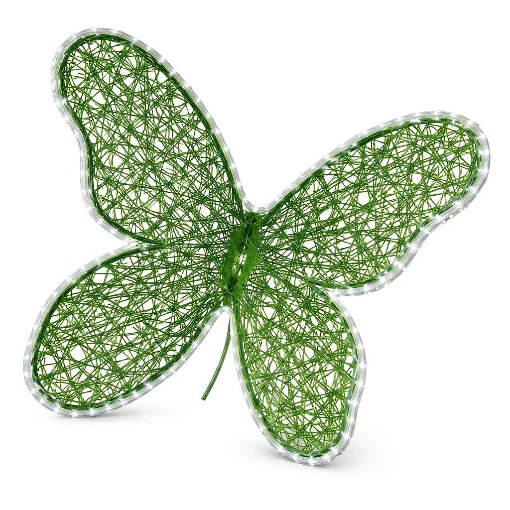 Easy Fix 3D light butterfly green 80 cm Easter decoration fiberglass, ice white LED, fiberglass and aluminium frame