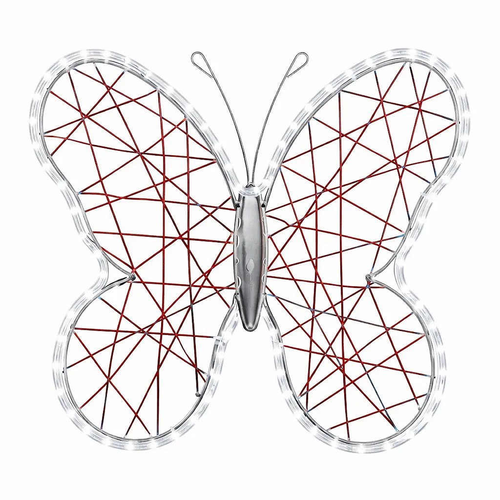 Easy Fix 3D light butterfly red 70 cm Easter decoration, ice white LED, plastic braid and aluminium frame