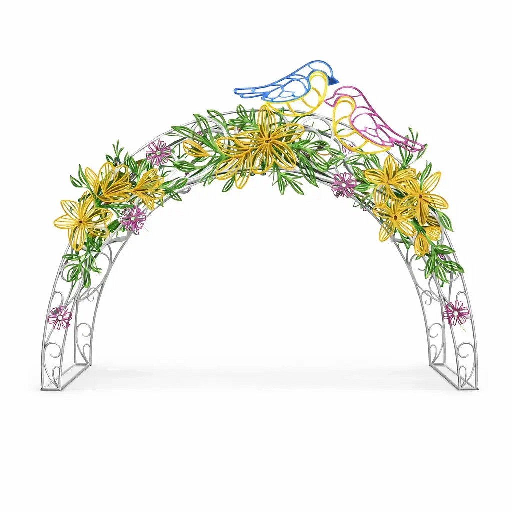 3D gate Easter flowers and birds, 430 × 250 × 60 cm, aluminium, non-illuminated