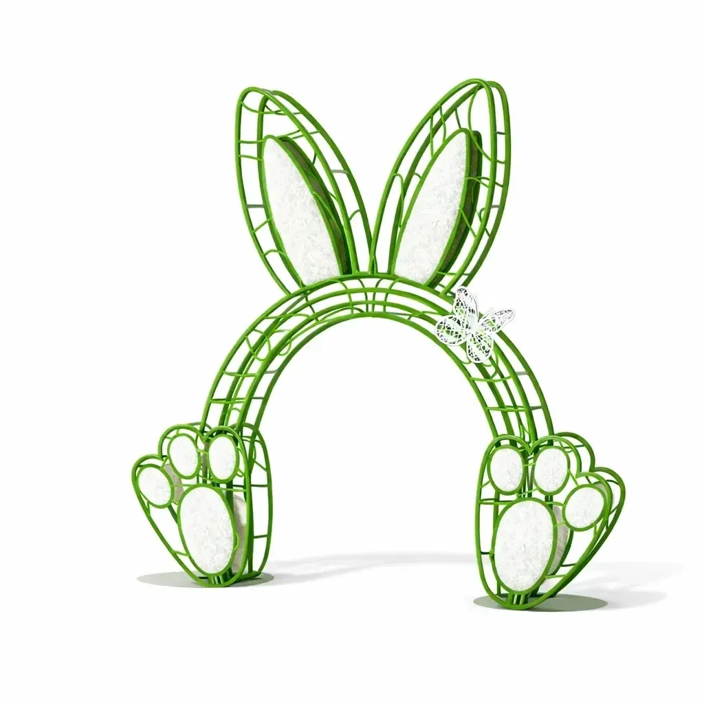3D Easter Bunny Gate, 380 × 380 × 60 cm, green, aluminium construction, carpeted, non-illuminated