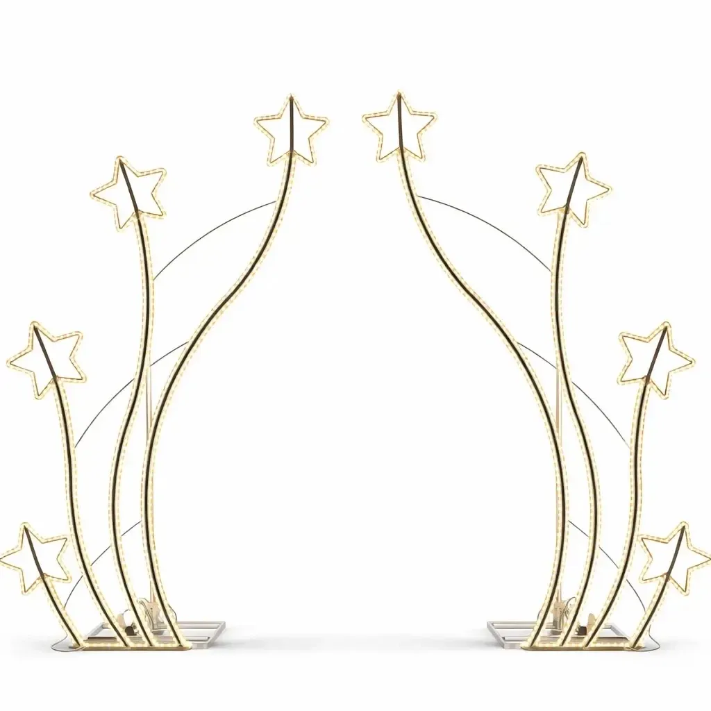 Eco Fix 2D LED light entrance gate with 8 stars, standing, 340 × 275 × 60, warm white, aluminium