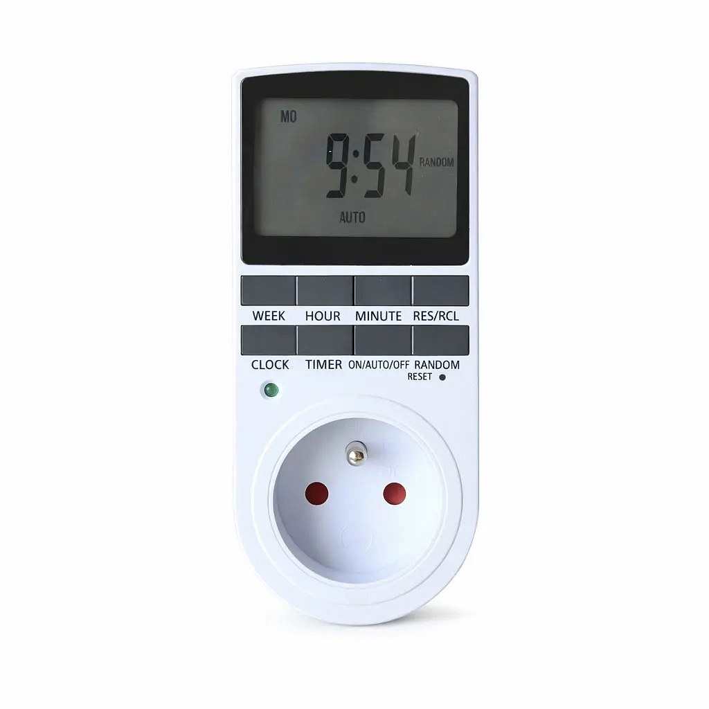 Geti GDT02 digital weekly switching socket, IP20 indoor, 6 × 13 × 8 cm, timer