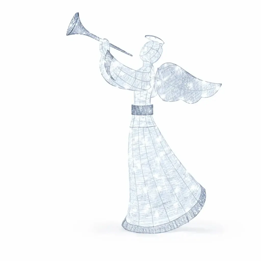 3D LED Light-Up Angel with Tube, 122 cm, Outdoor, Ice White with Flash, 120 LEDs, IP44