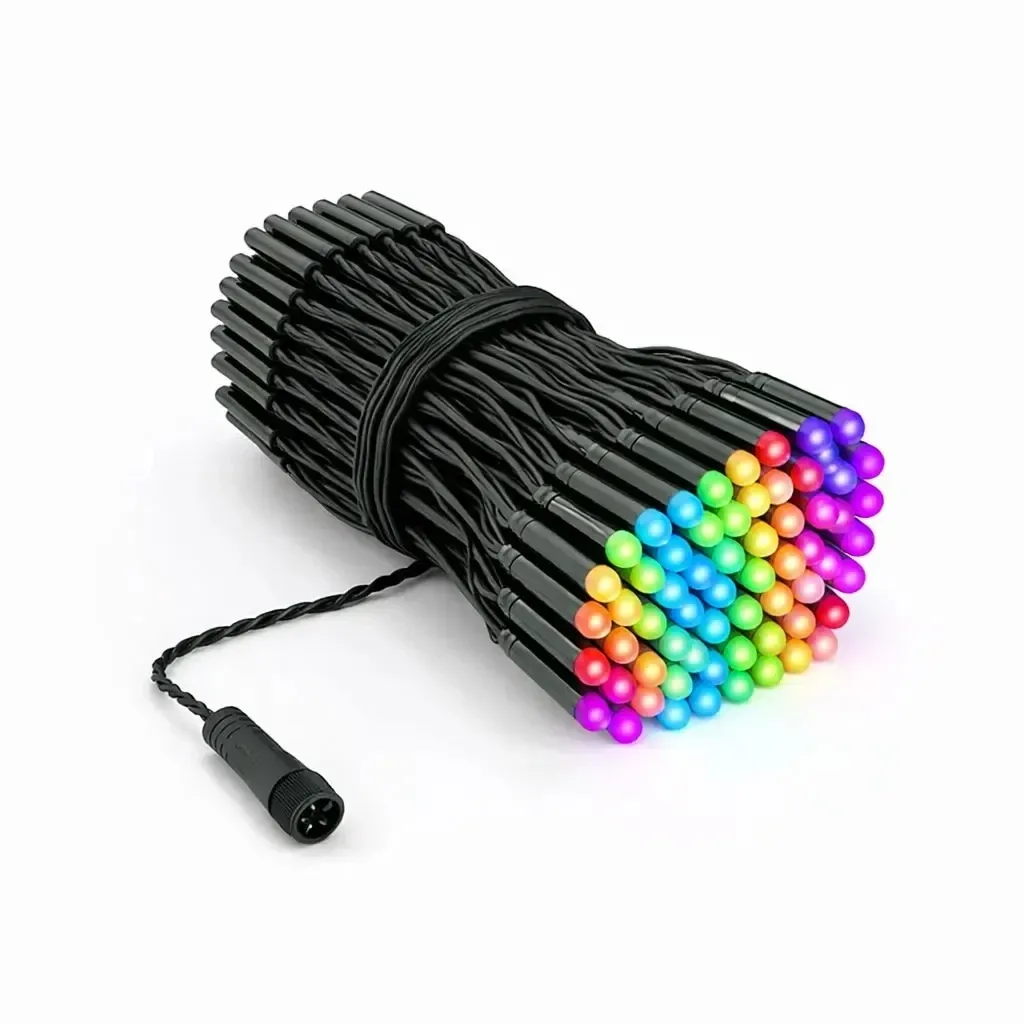 Twinkly Strings PRO Outdoor Color Lights, 25 m, RGB, 250 LEDs, Black Cable, IP44