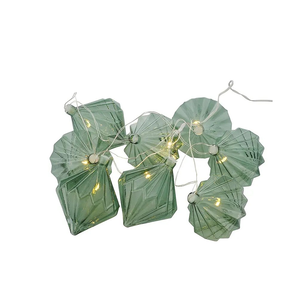 _Downloaded - LED decorative light chain with torch glass lanterns, green, 1,5 m, 8 lanterns
