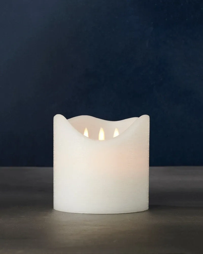 _Download Wax LED candle Sara exclusive 3 wicks, 15 x 15 cm, white
