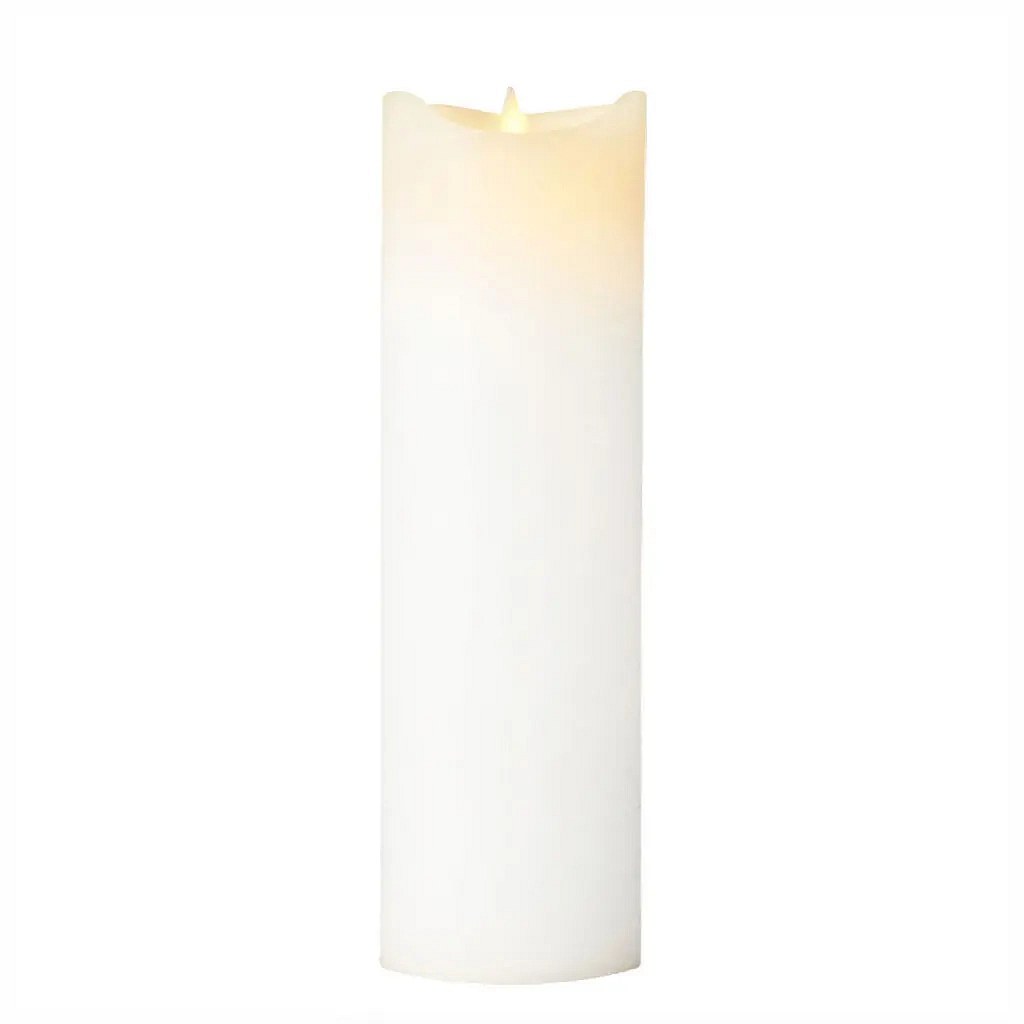 LED battery operated candle wax Sara, Ø 7,5 × 25 cm, white 2× AA