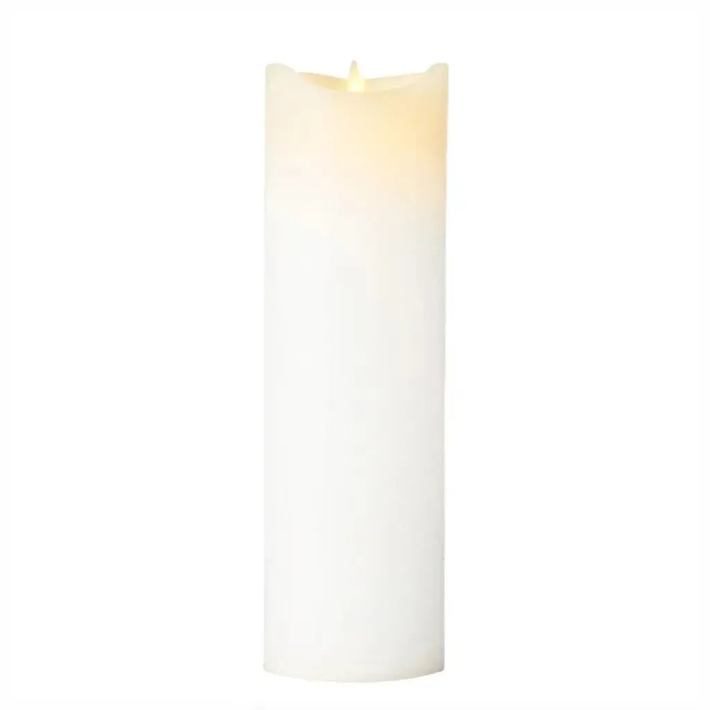 LED battery operated candle wax Sara, Ø 7,5 × 25 cm, white 2× AA