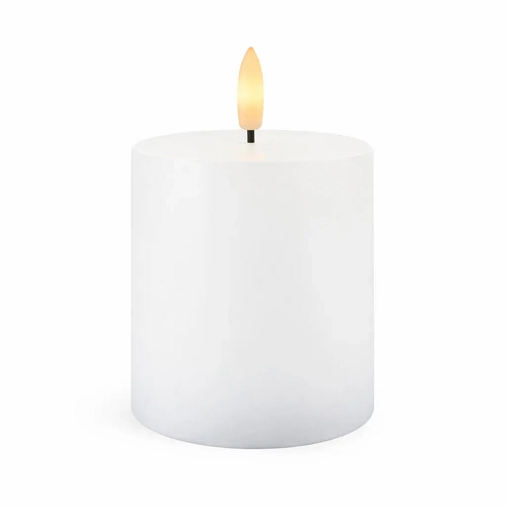 Sille Rechargeable LED Candle, White, Ø 7.5 × 10 cm, Wax-Look
