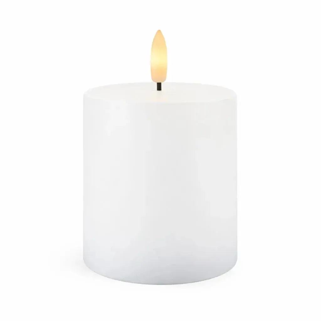 Sille Rechargeable LED Candle, White, Ø 7.5 × 10 cm, Wax-Look
